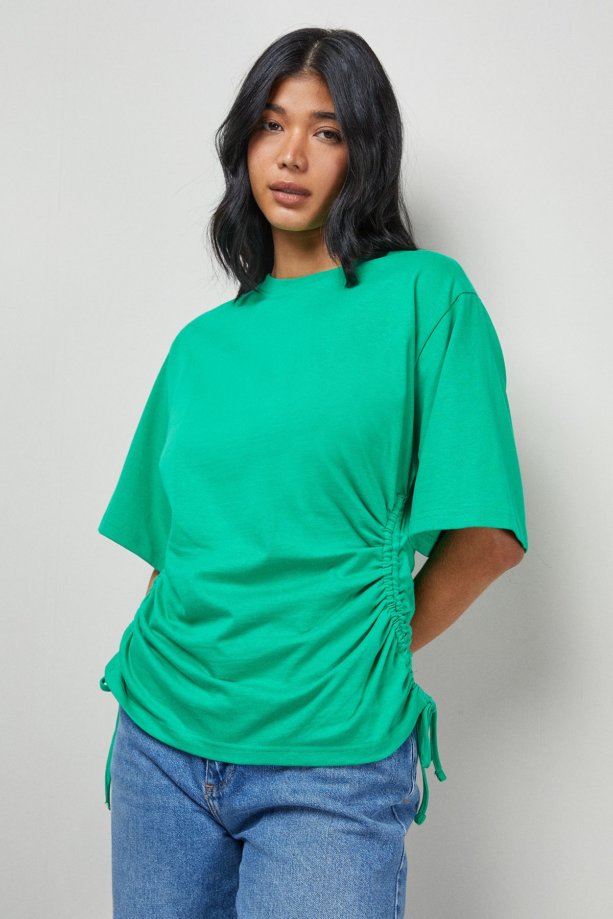 Warehouse Gathered Waist Boxy T-Shirt Bright Green image 1