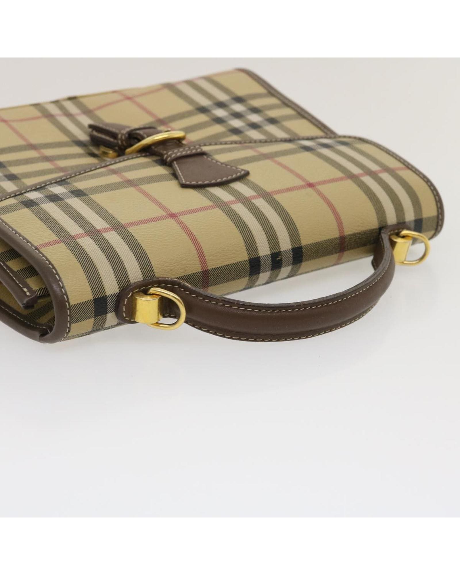 Valentino Preloved Beige Check Satchel Handbag Wo image 7