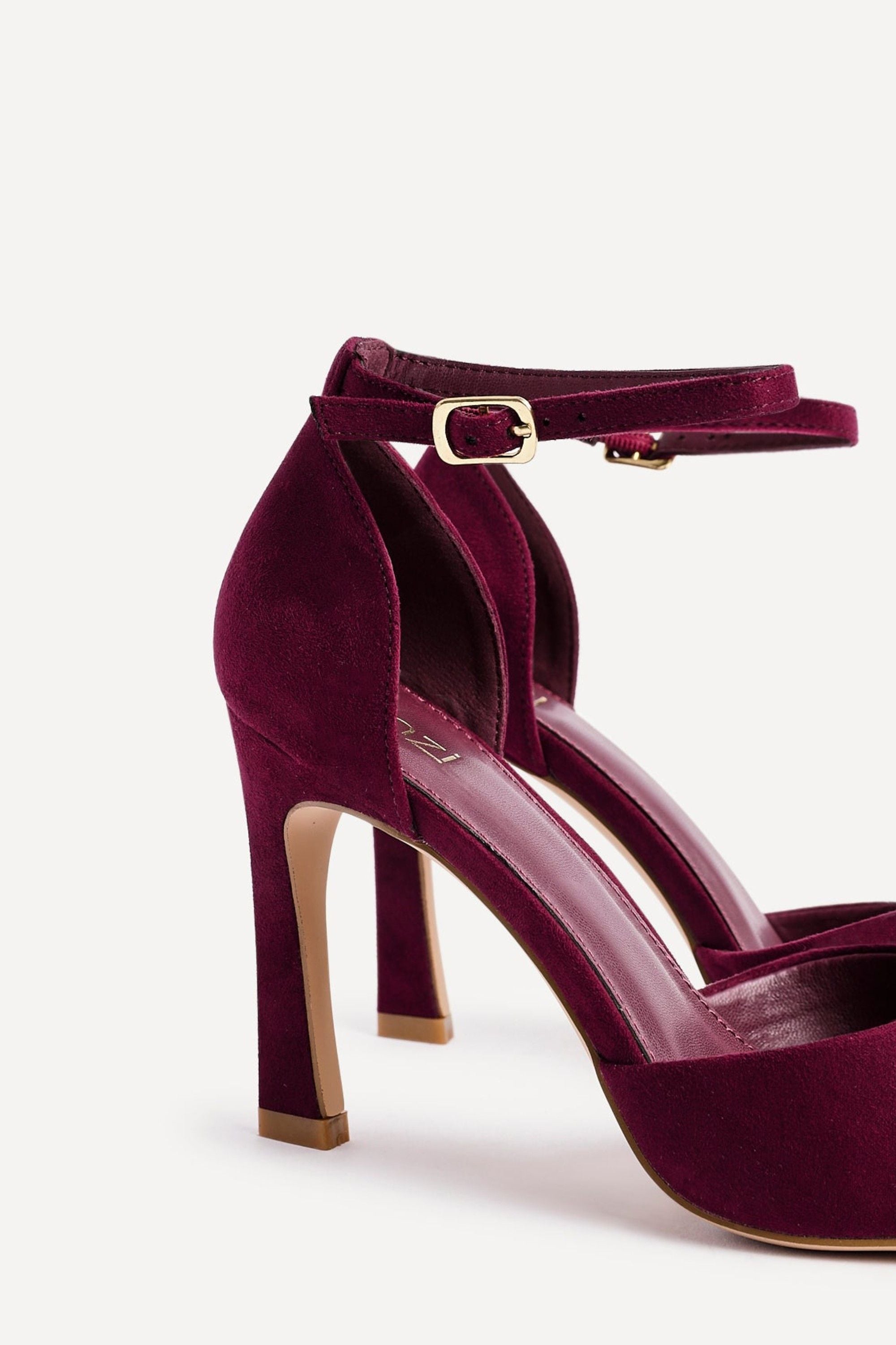 Linzi Moira Burgundy Faux Suede V Cut Court Heel image 5