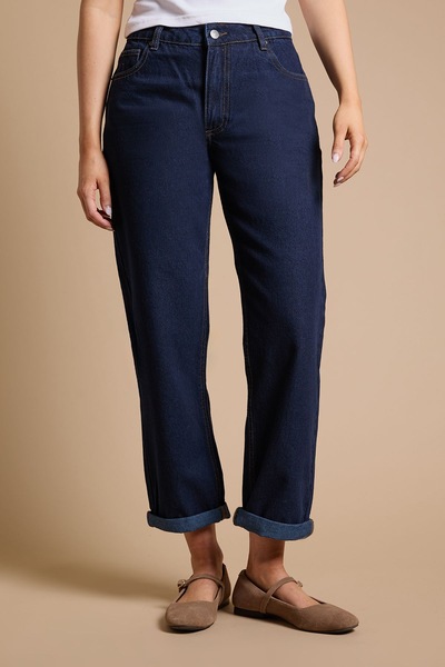 Dorothy Perkins Boyfriends Ankle Grazer Fold Up Jeans Indigo