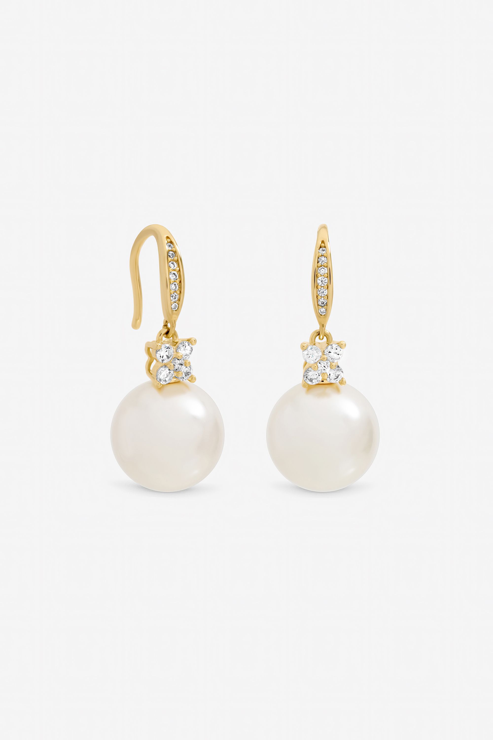 Jon Richard Gold Plated Pave and Pearl Drop Earrings