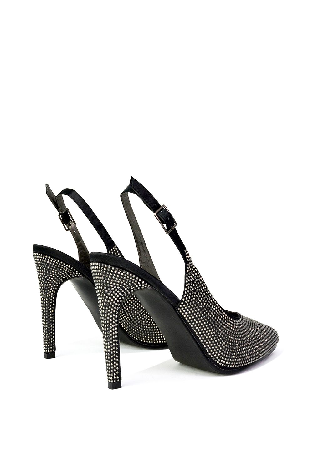 XY London 'Divine' Diamante Pointed Toe Slingback Bridal High Heel Stilettos image 3