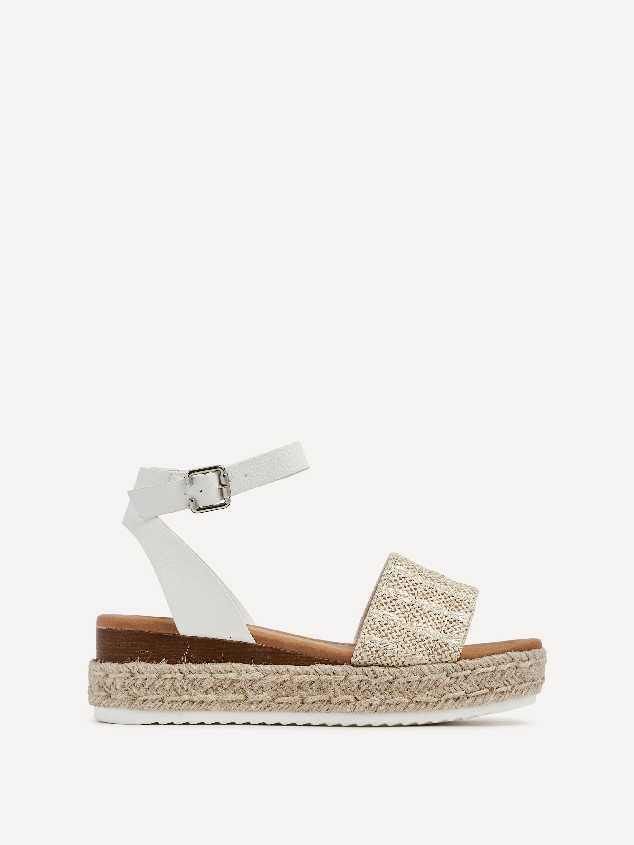 Linzi Anya White & Gold Raffia Flatform Sandal image 1