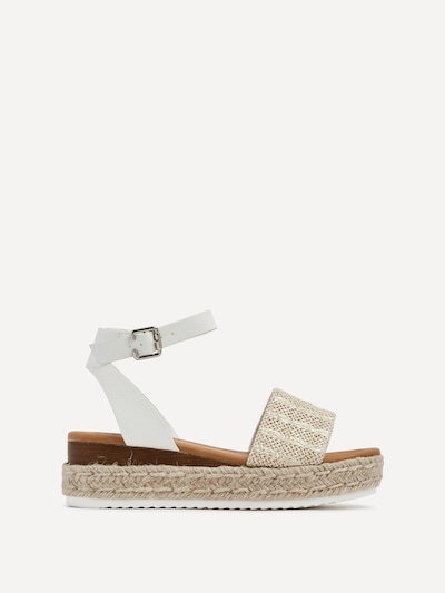 Linzi Anya White & Gold Raffia Flatform Sandal
