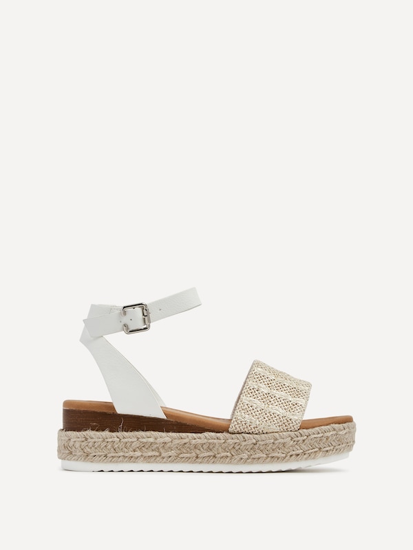 Linzi Anya White & Gold Raffia Flatform Sandal