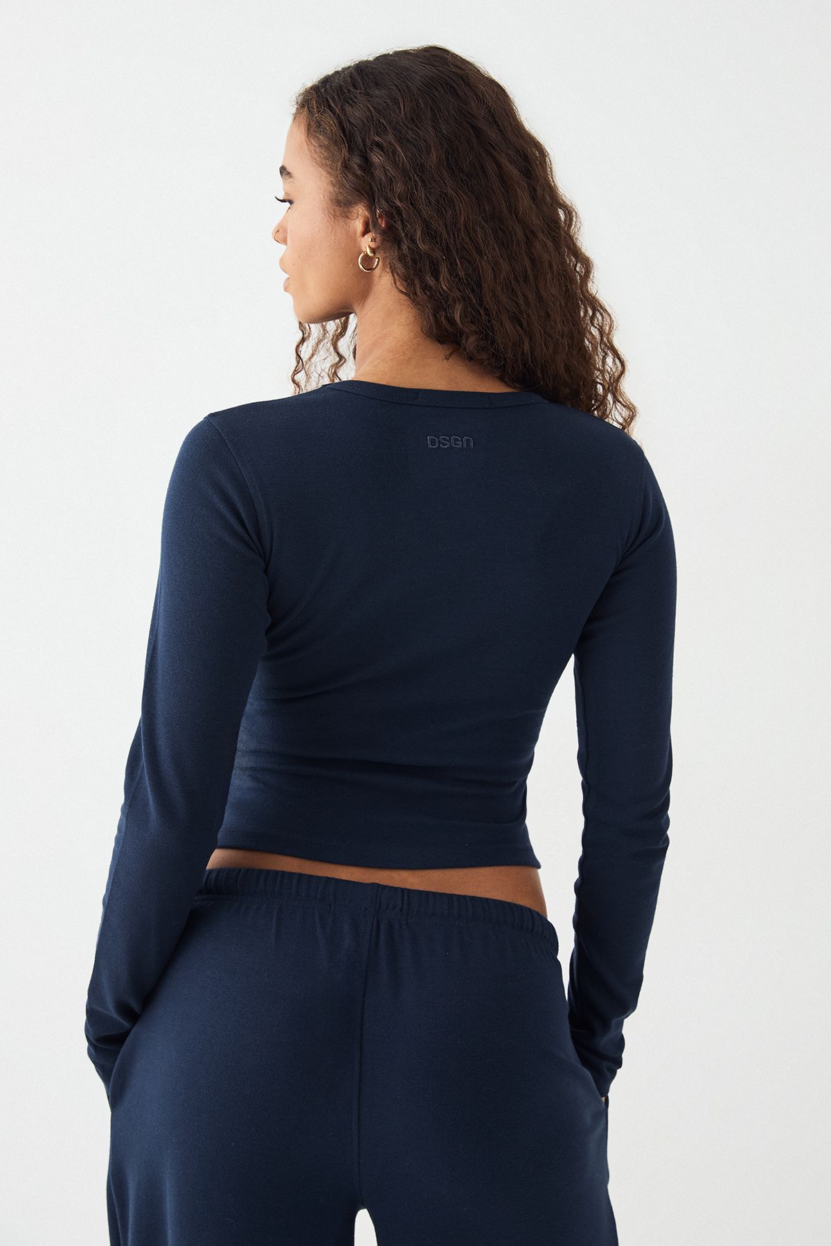 DSGN Studio DSGN Studio Embroidered Long Sleeve Top Navy image 2