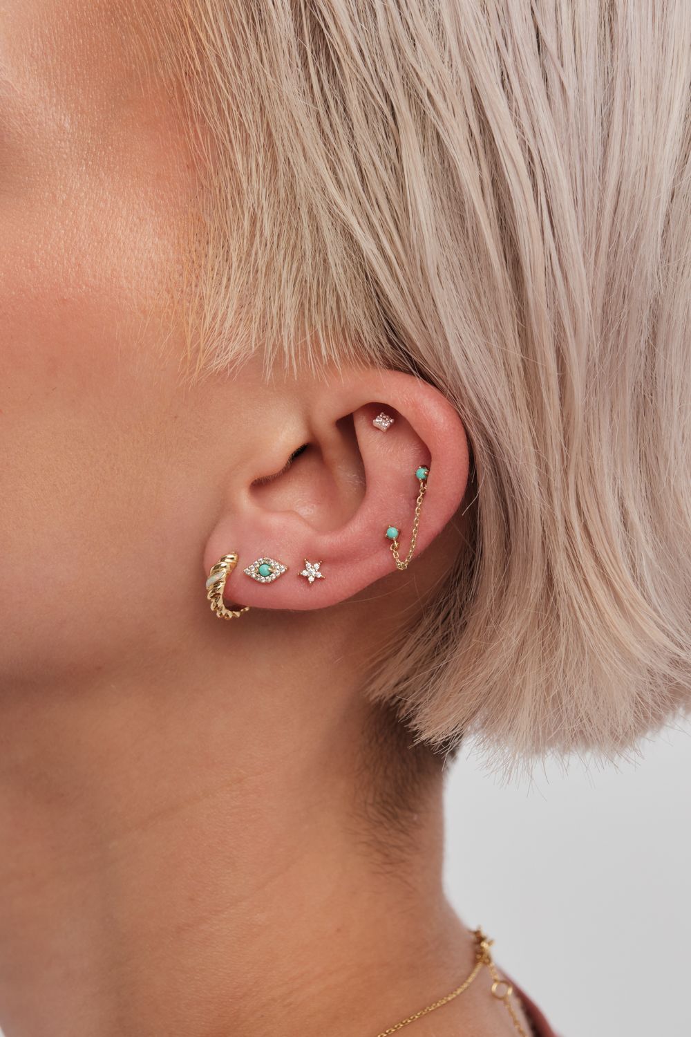 Inicio Inicio 14K Real Gold Plated Recycled Chain Drop Stud Earrings - Gift Pouch image 4