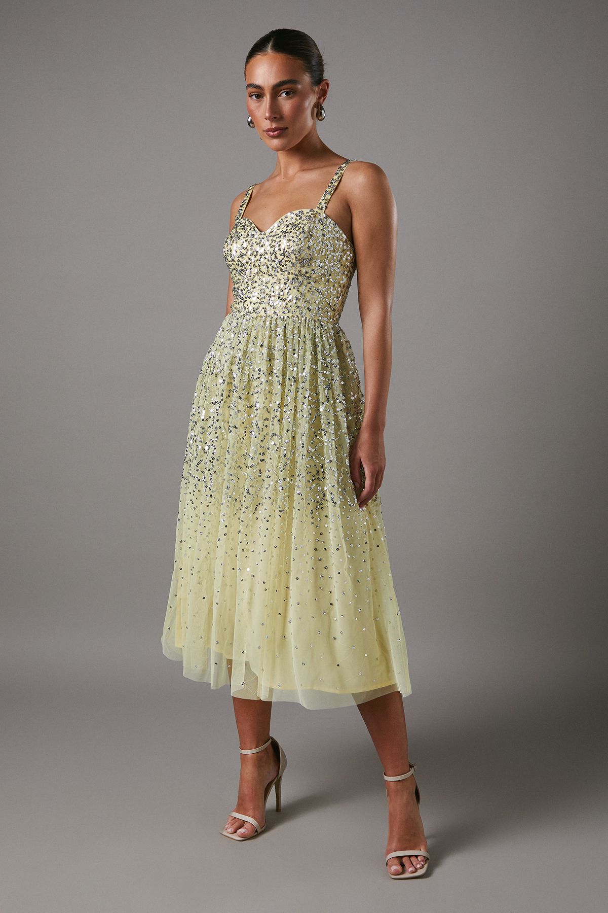 Coast Sweetheart Neckline Tulle Sequin Dress Lemon image 1