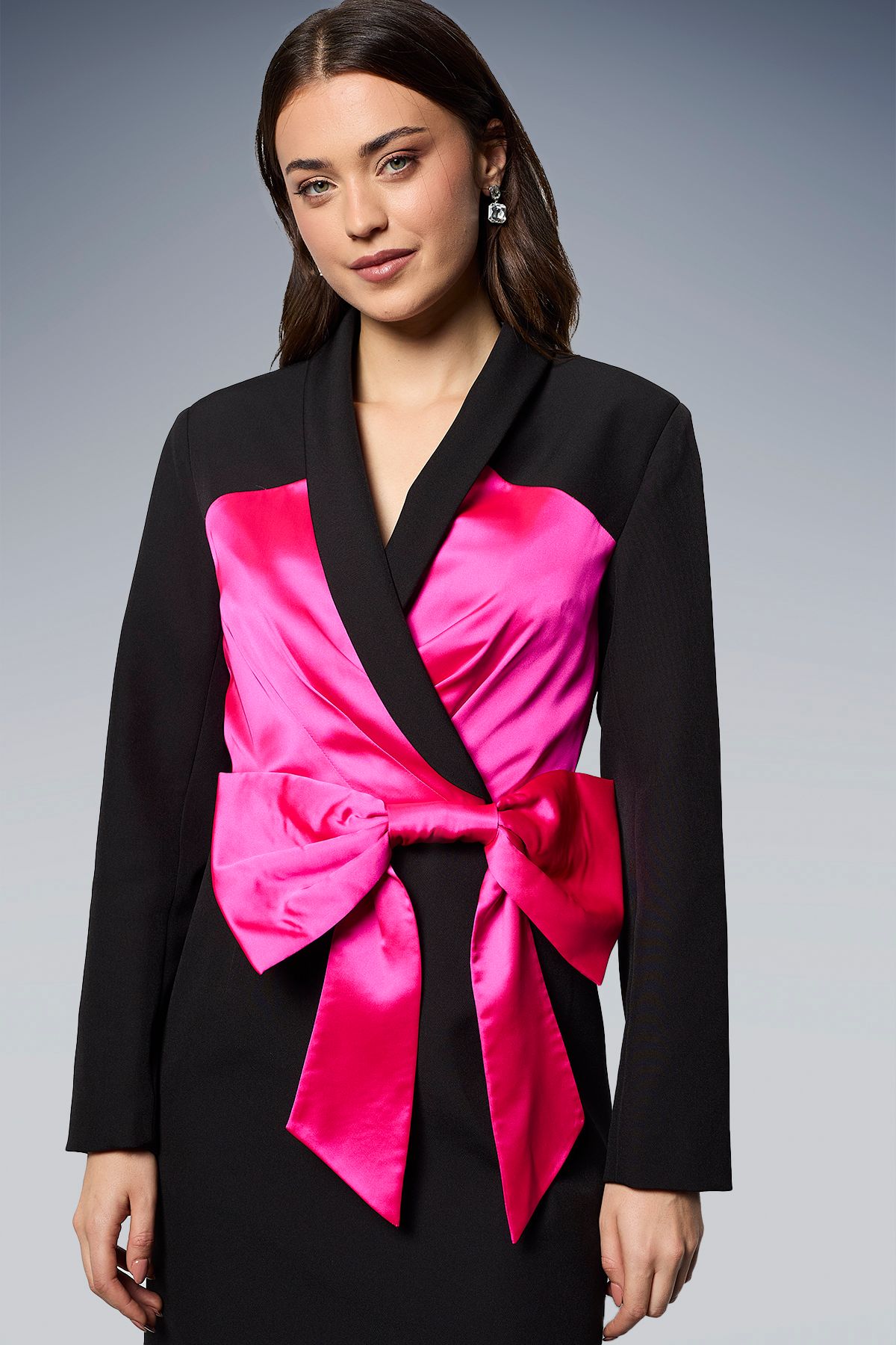 Dorothy Perkins DP Luxe Contrast Bow Blazer Dress Black image 4