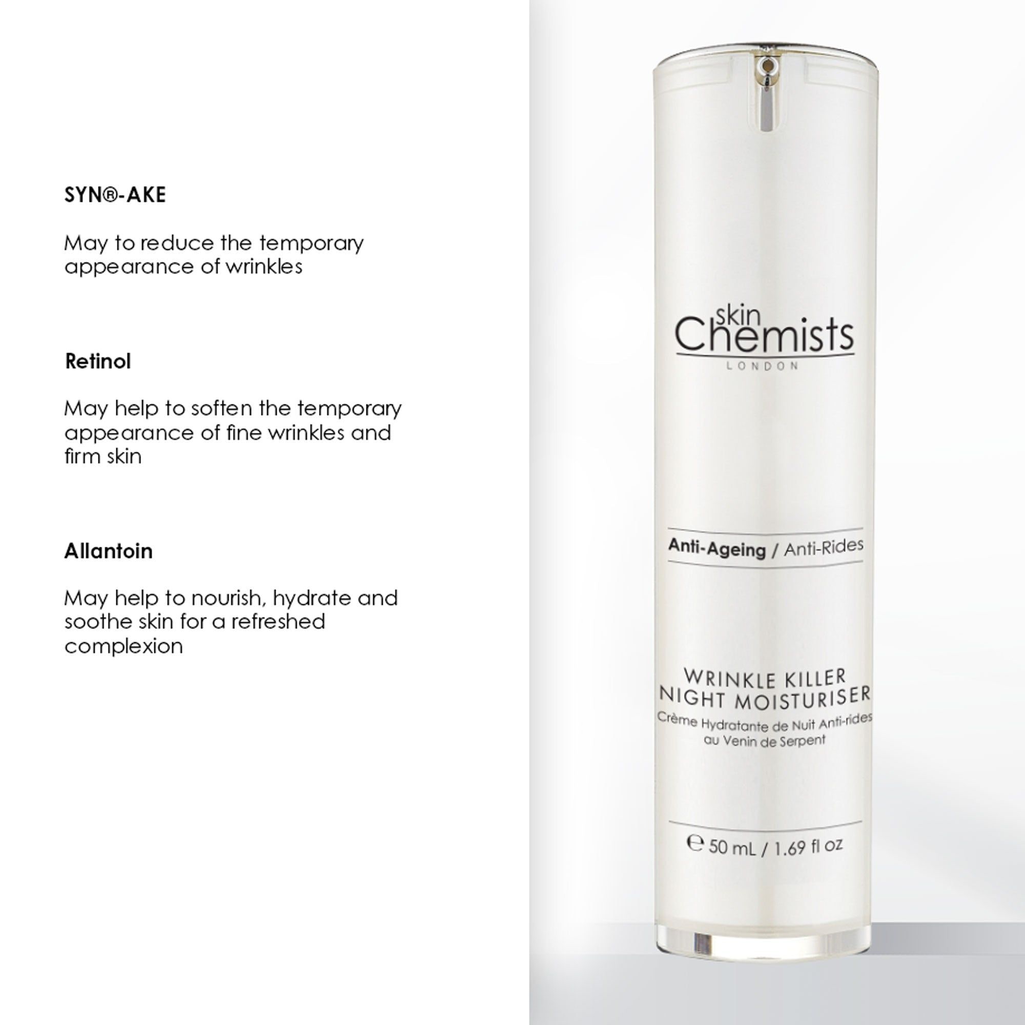 skinChemists professional Wrinkle Killer Anti-Ageing Night Moisturiser 50ml x 2 Duo Set image 3