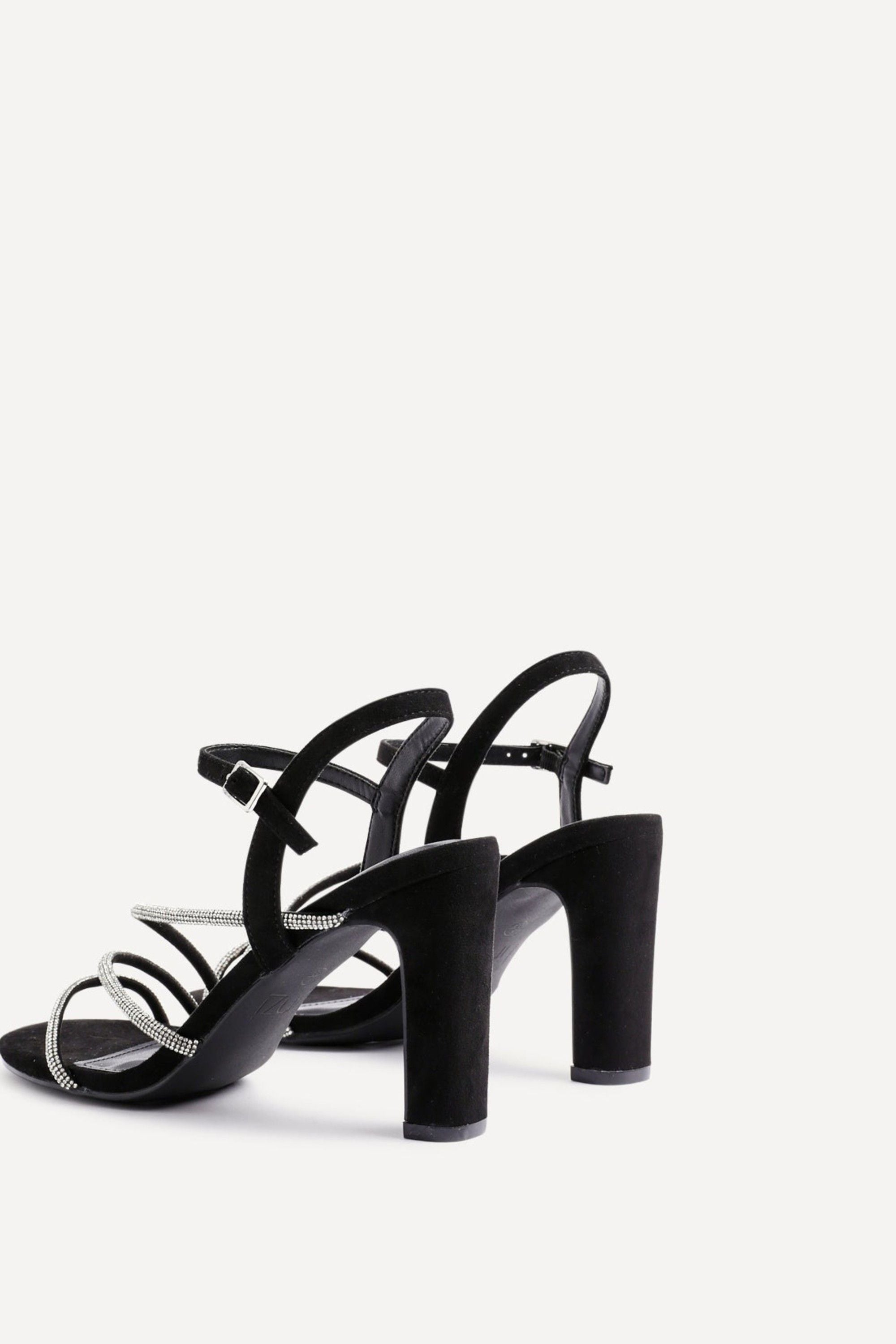 Linzi Matilda Black Faux Suede Diamante Block Heel image 5