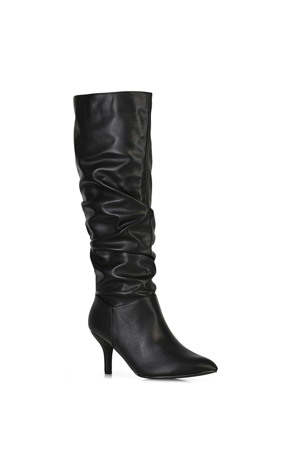 XY London 'Sian' Ruched Knee High Pointed Mid Stiletto Heel Boots image 2
