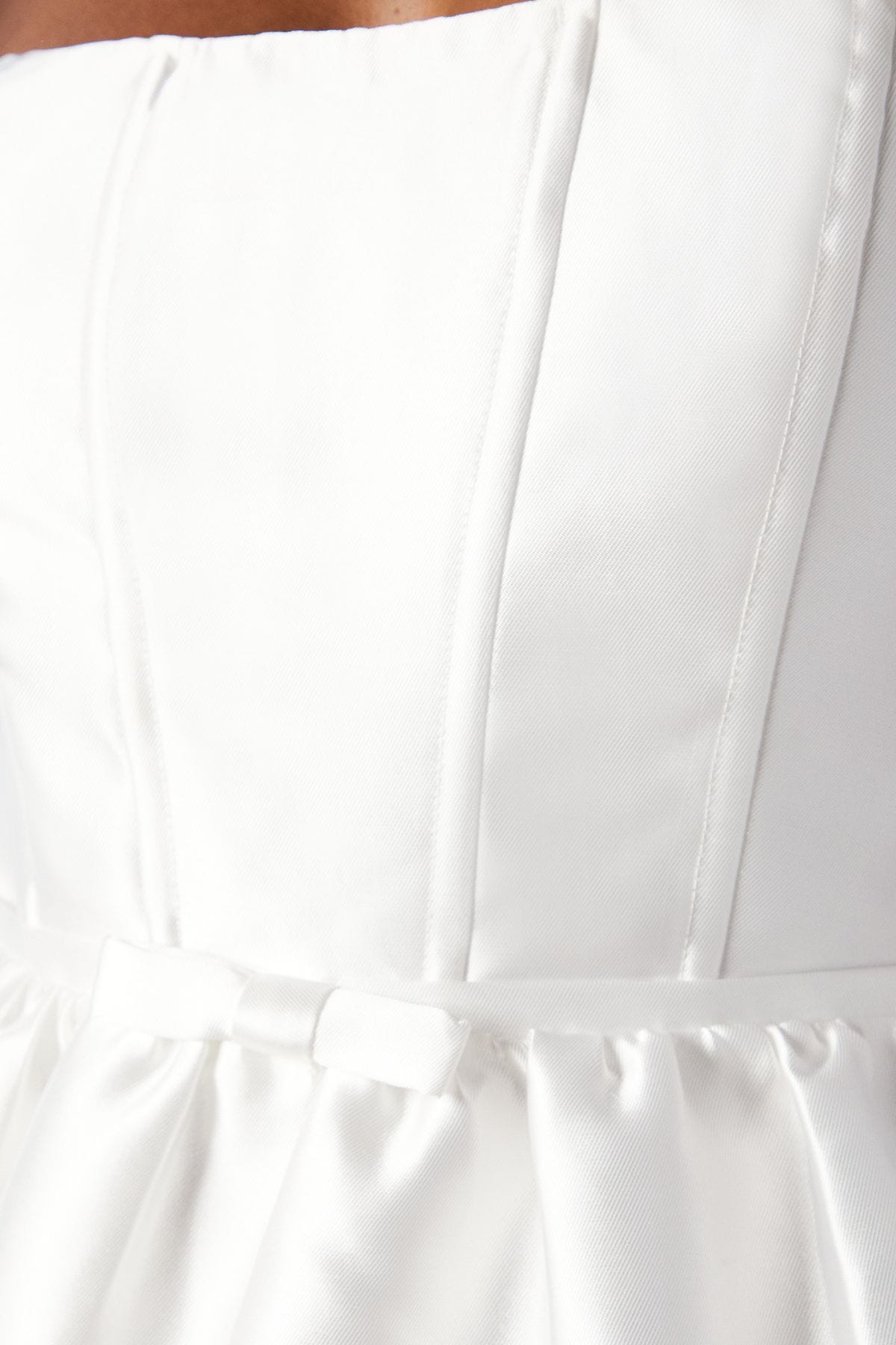 Coast Corset Bandeau Twill Full Skirted Mini Dress Ivory image 5