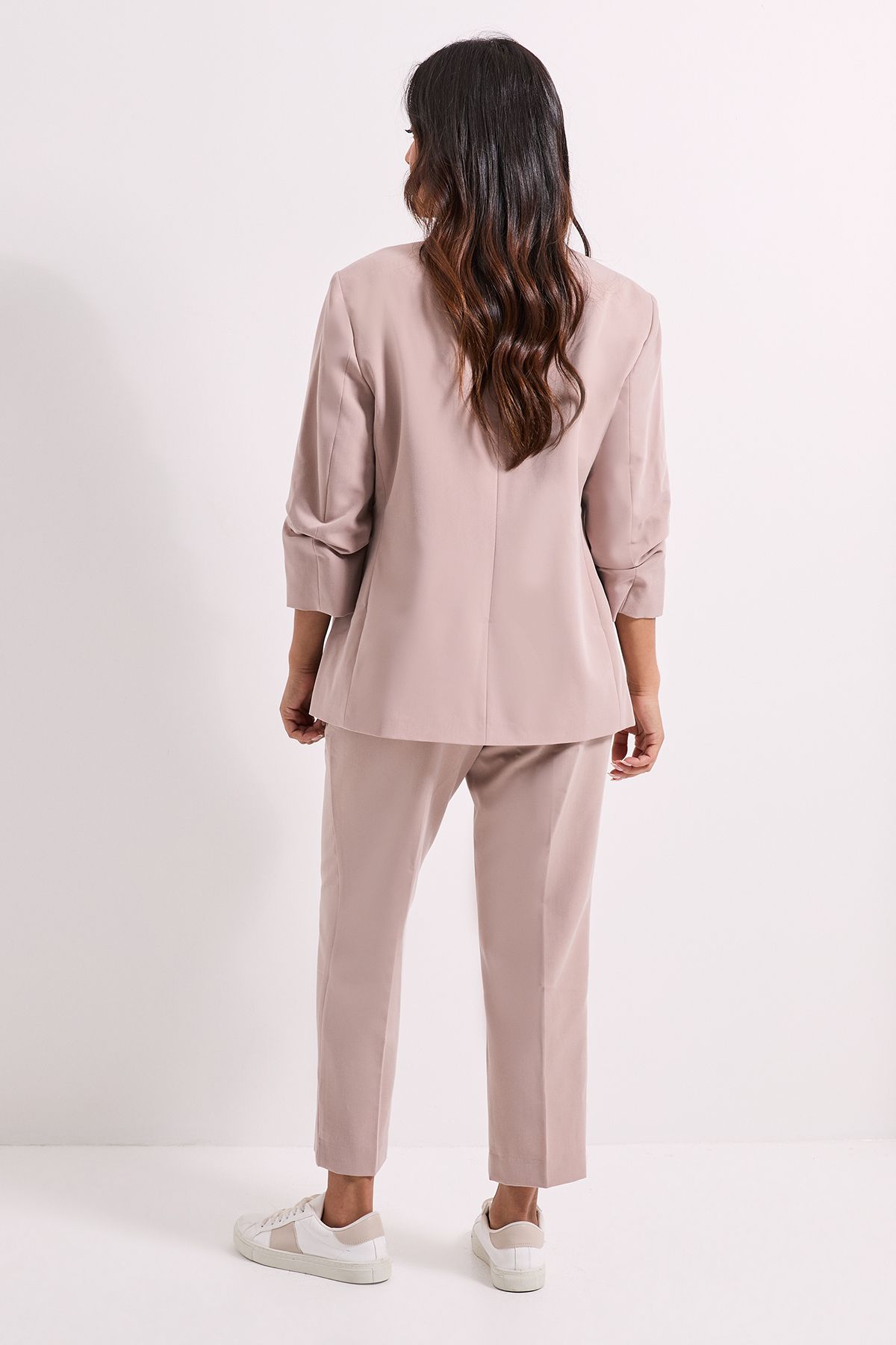 Dorothy Perkins Petite Ruched Sleeve Blazer Stone image 3