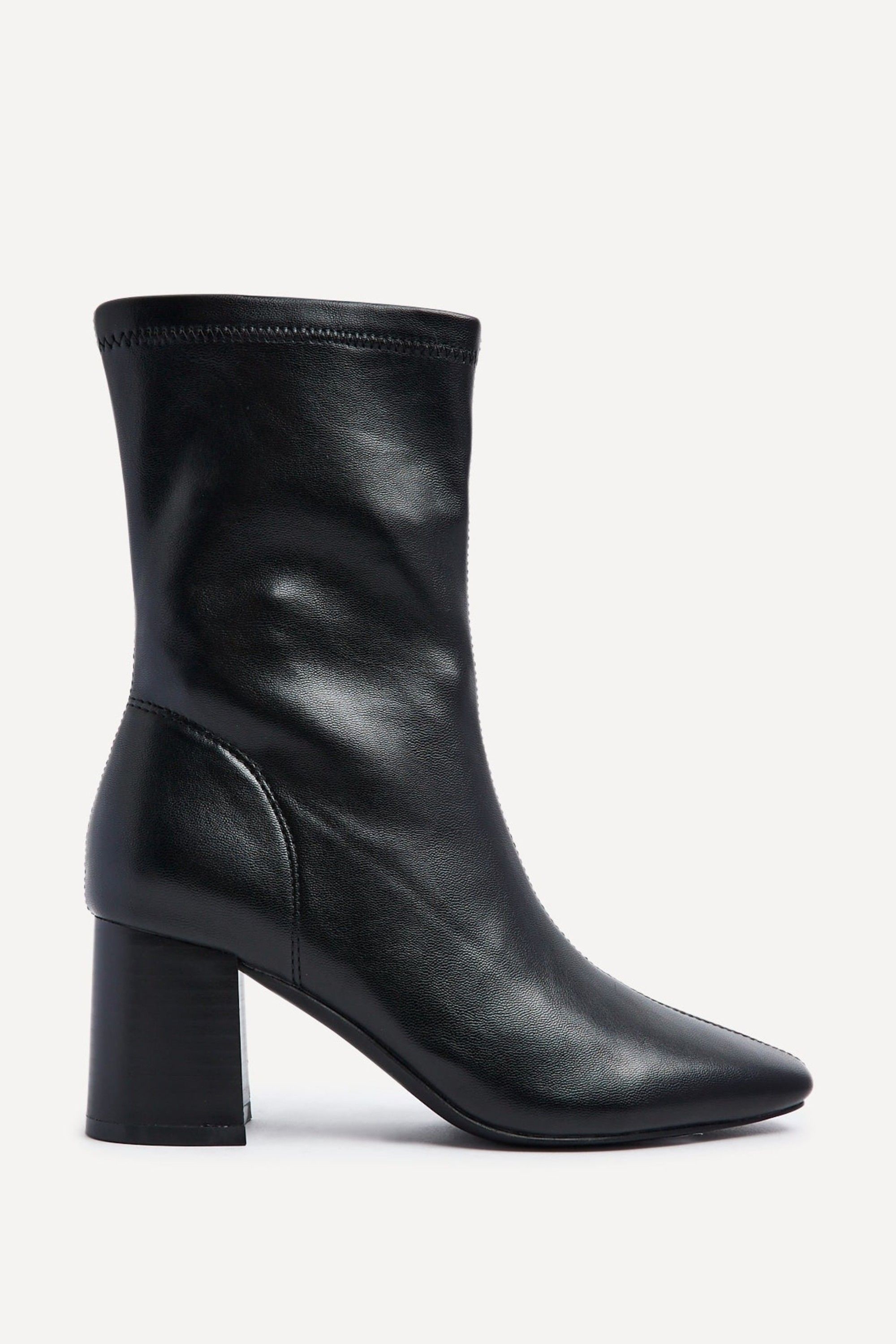 Linzi Bronx Black Faux Soft Leather Block Heel