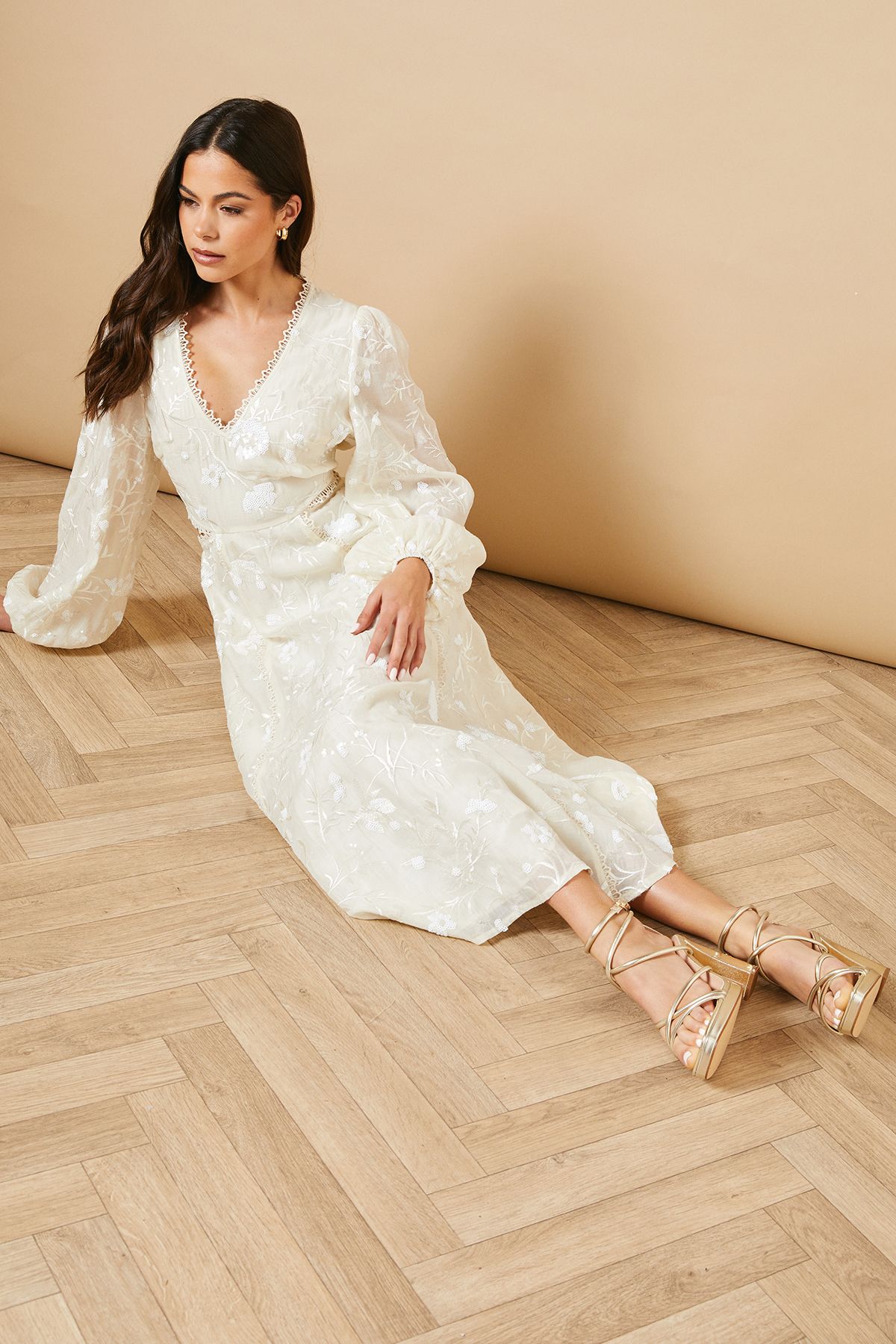 Oasis Evristine Faux Leather Strappy Platform High Block Heel Sandals Gold image 2