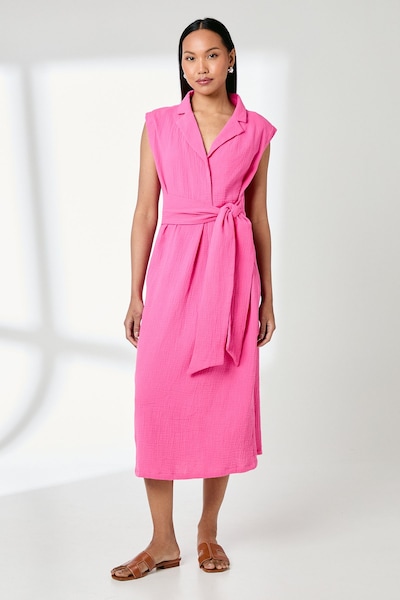 Principles Pink Gauze Tie Front Midi Dress Pink