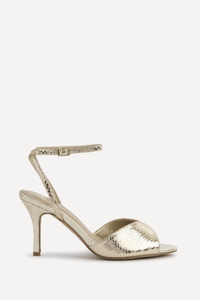 Linzi Parlour Gold Faux Leather Peep Toe Stiletto Heel