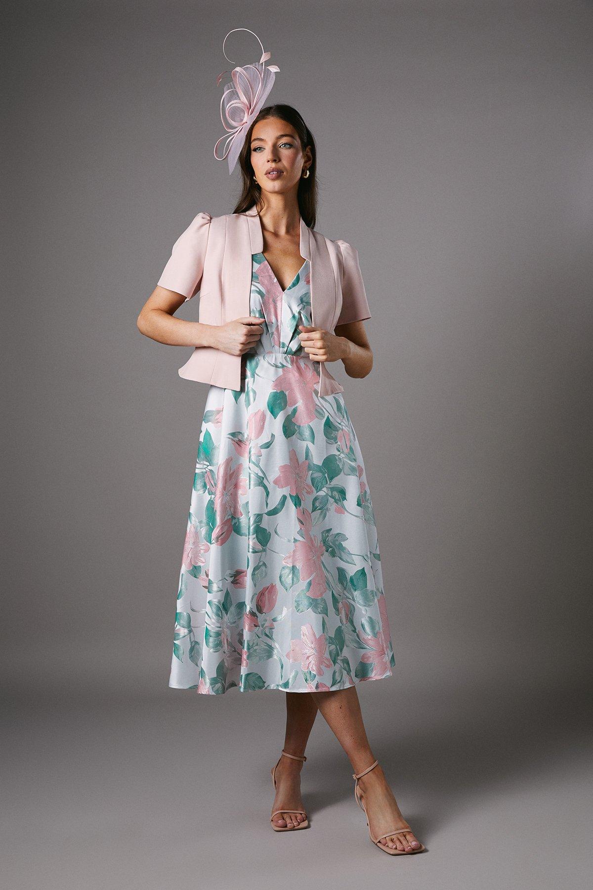 Coast Peplum Short Sleeve Crop Jacket Nude image 1