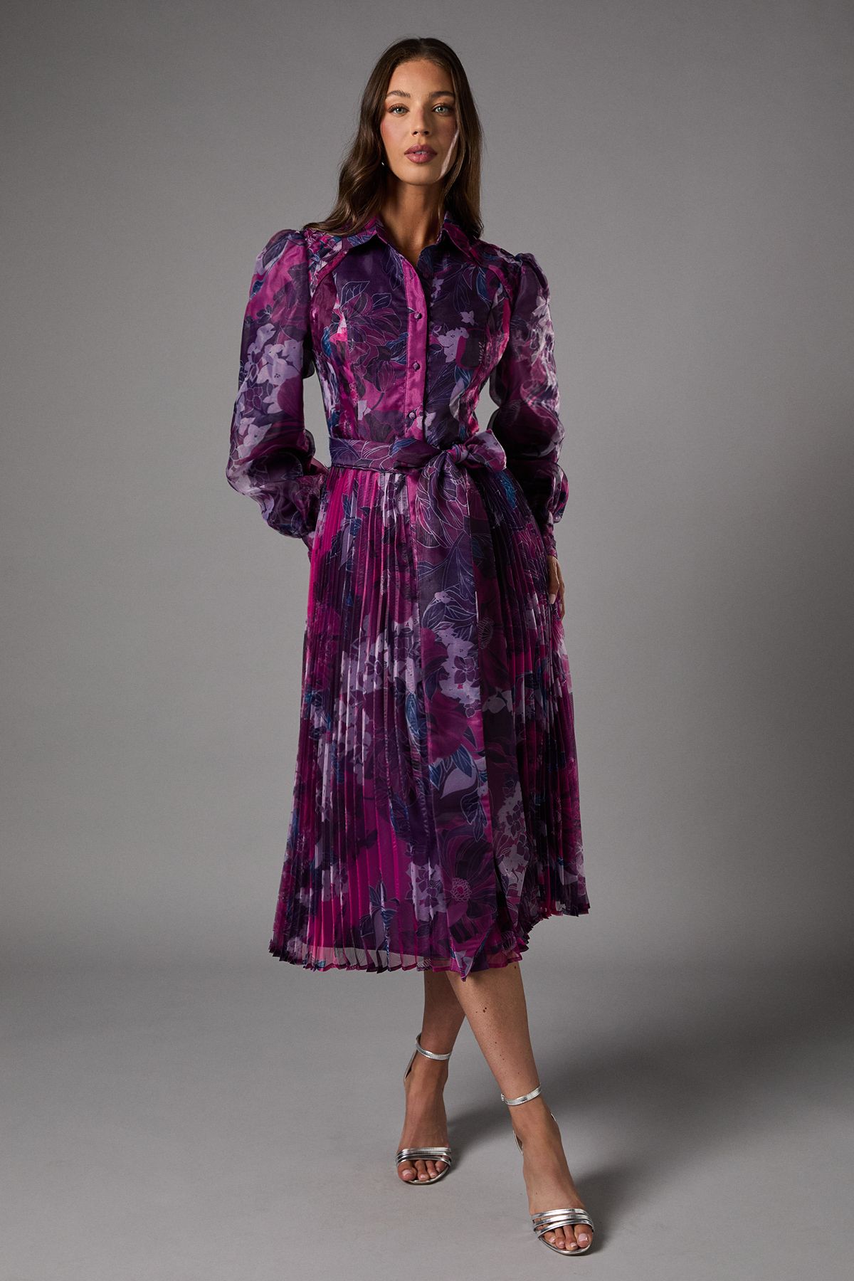Coast Organza Printed Shirt Dress Purple image 1