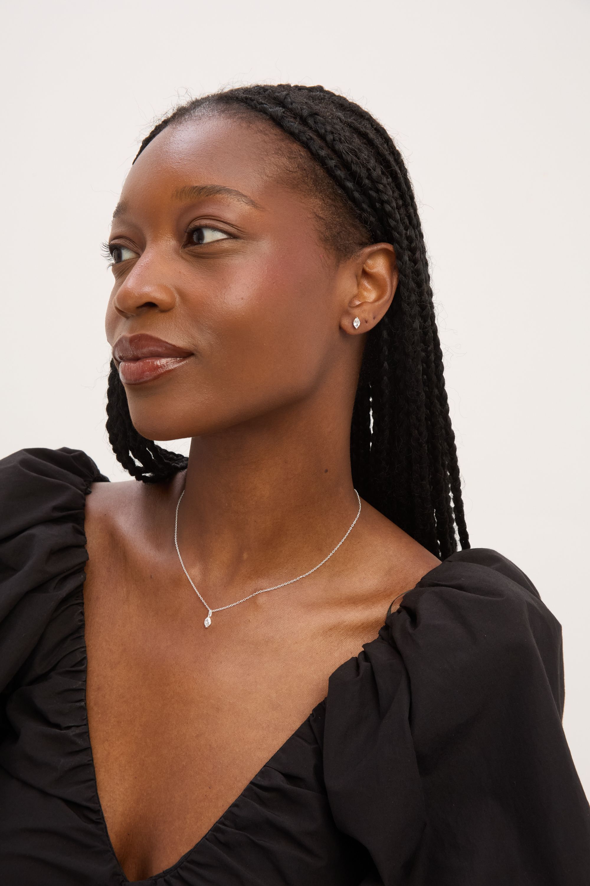 Simply Silver Sterling Silver 925 Cubic Zirconia Marquise Set image 3