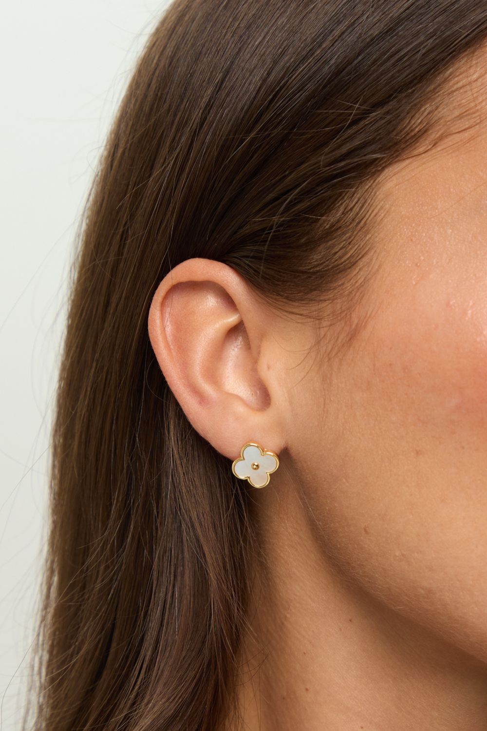 Jon Richard 18K Gold Plated and Mother of Pearl Clover Earrings - Hanging Heart image 3