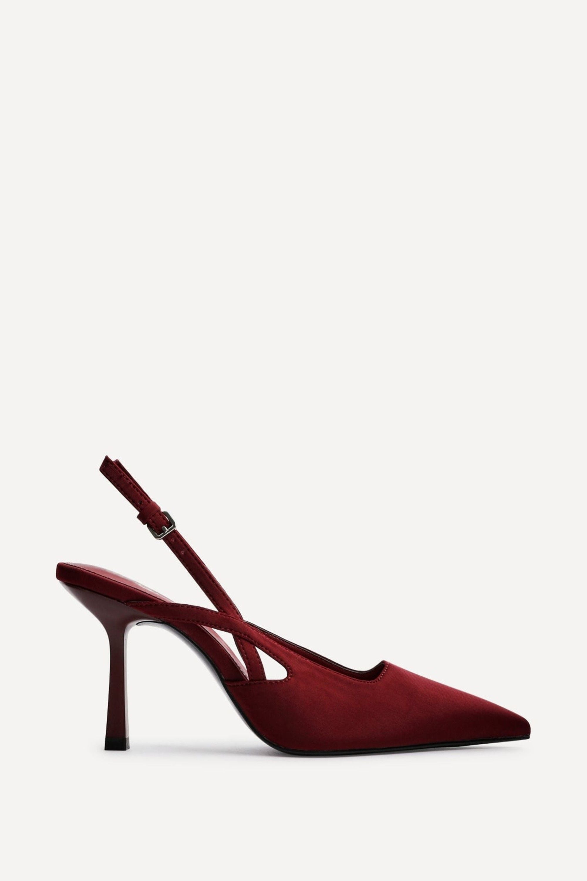 Linzi Rhea Burgundy Scuba Sling Back Court Heels