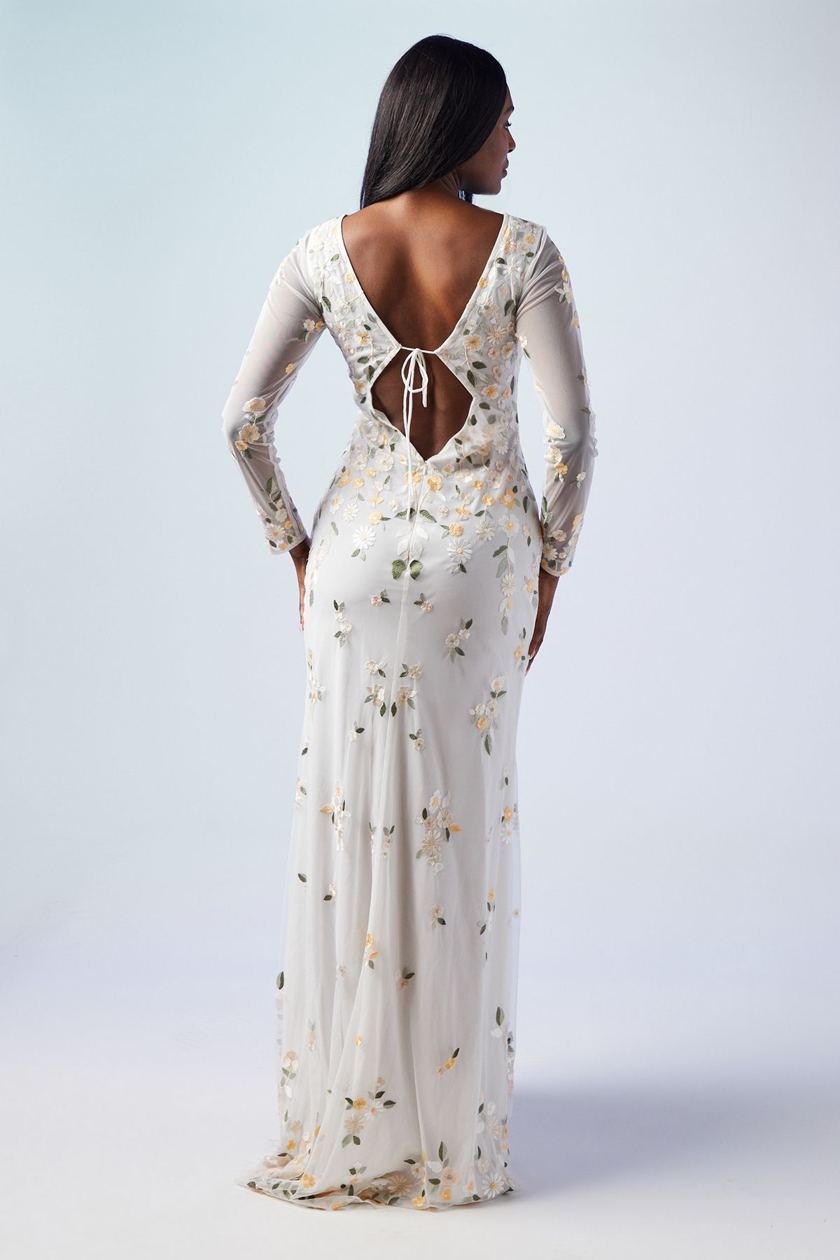 Coast All Over Embroidered Wildflower Long Sleeve Wedding Dress Ivory image 3