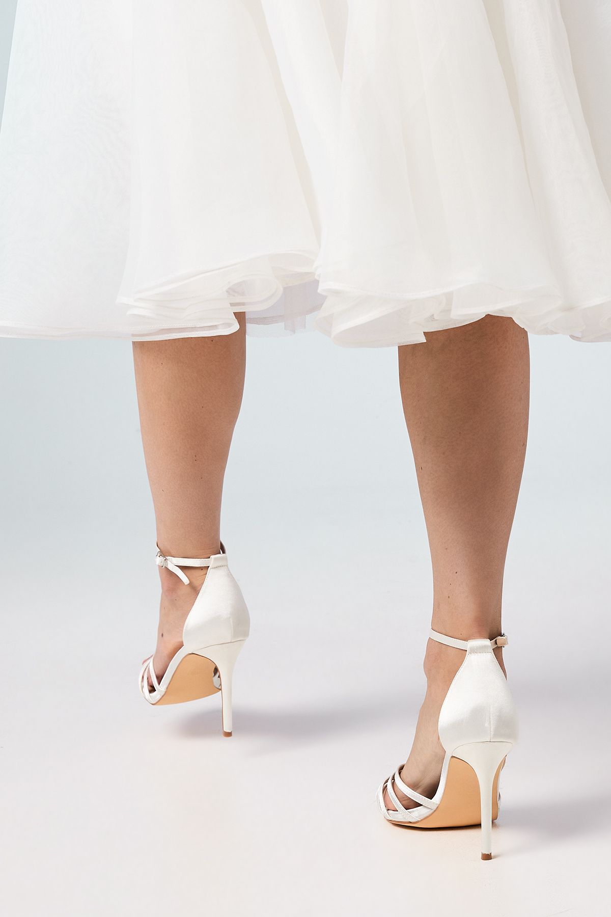 Coast Bridal Wide Fit Tilda Satin Lattice Front High Heel Sandals White image 3