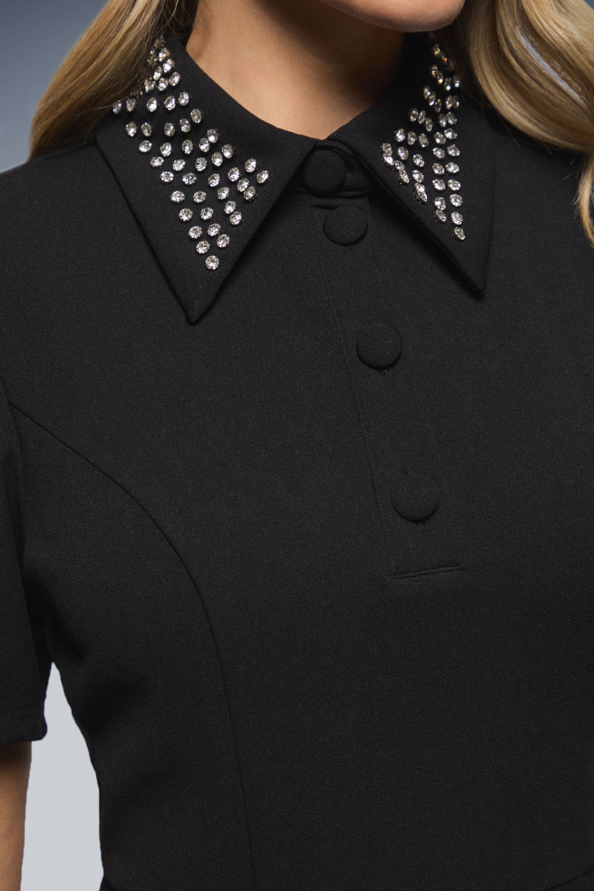 Dorothy Perkins DP Luxe Diamante Collar Shift Mini Dress Black image 5