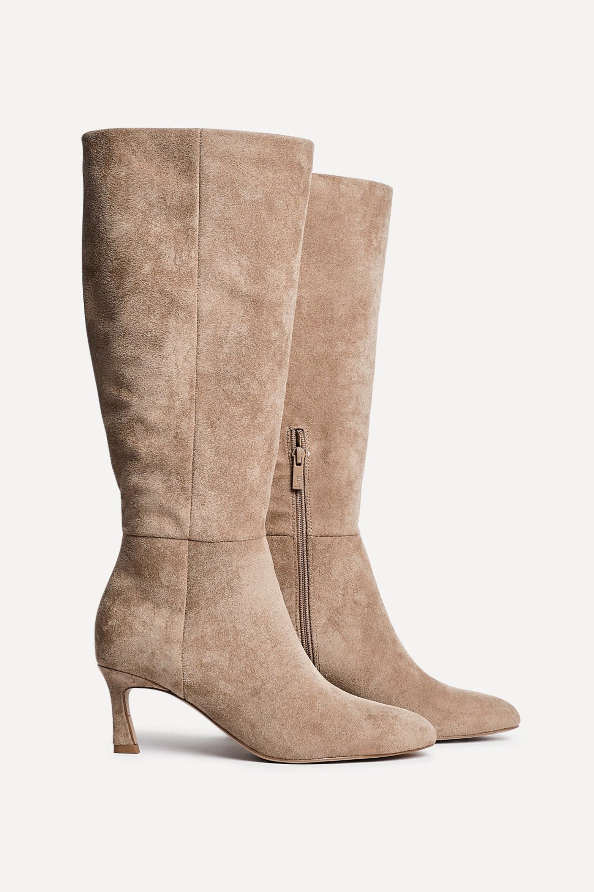 Linzi Rush Beige Faux Suede High Leg Stiletto Boots image 5
