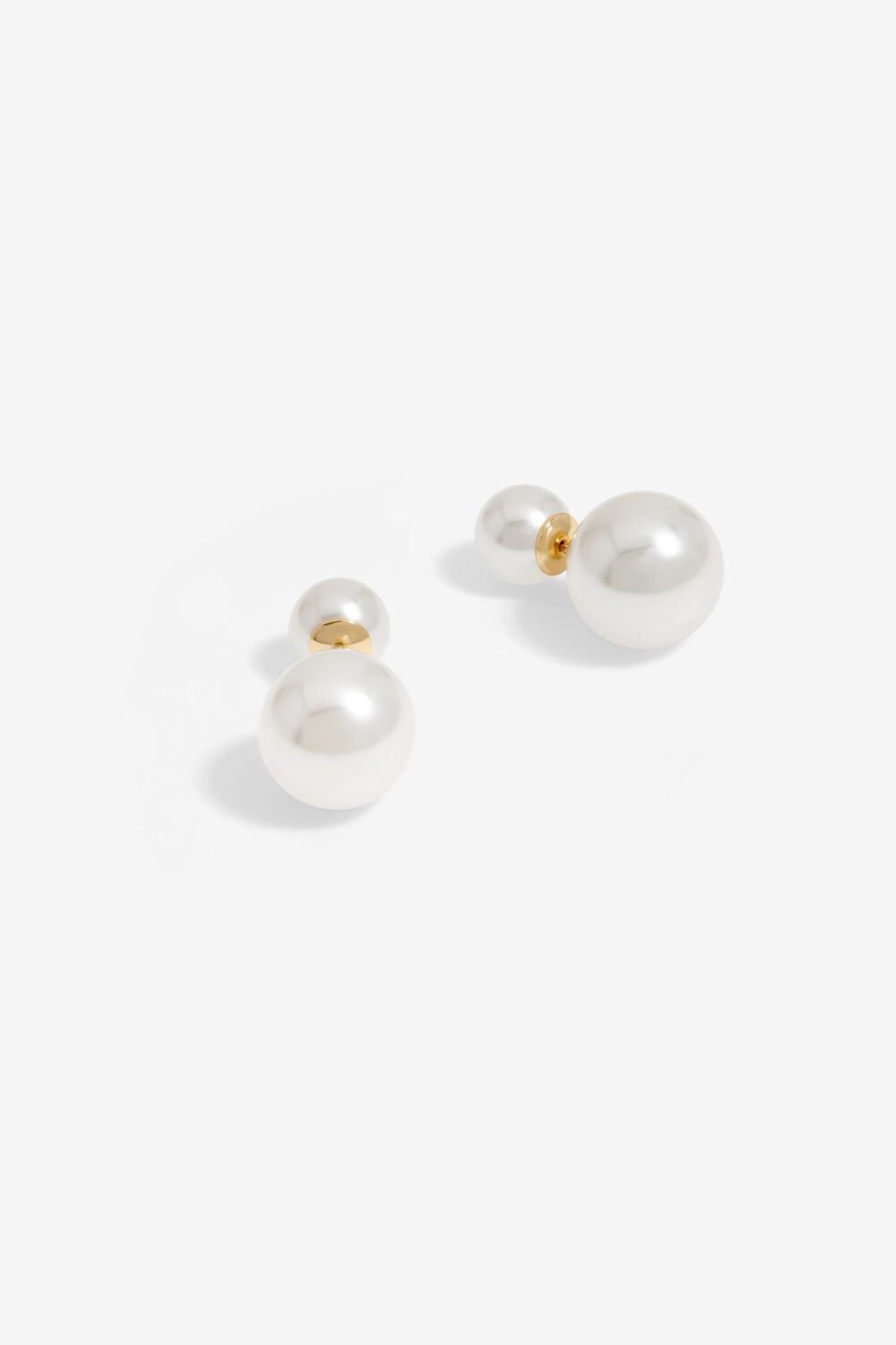 Mood Gold Cream Pearl Front To Back Stud Earrings