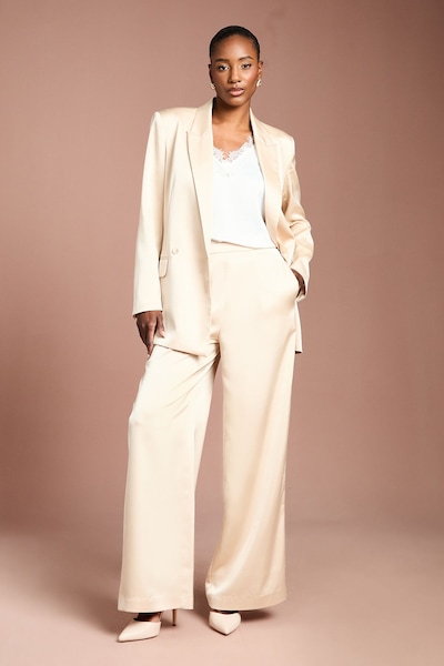 Coast Satin Flare Trouser Champagne