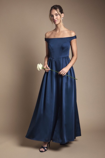 Coast Bandeau Double Layer Skirt Maxi Bridesmaid Dress Navy