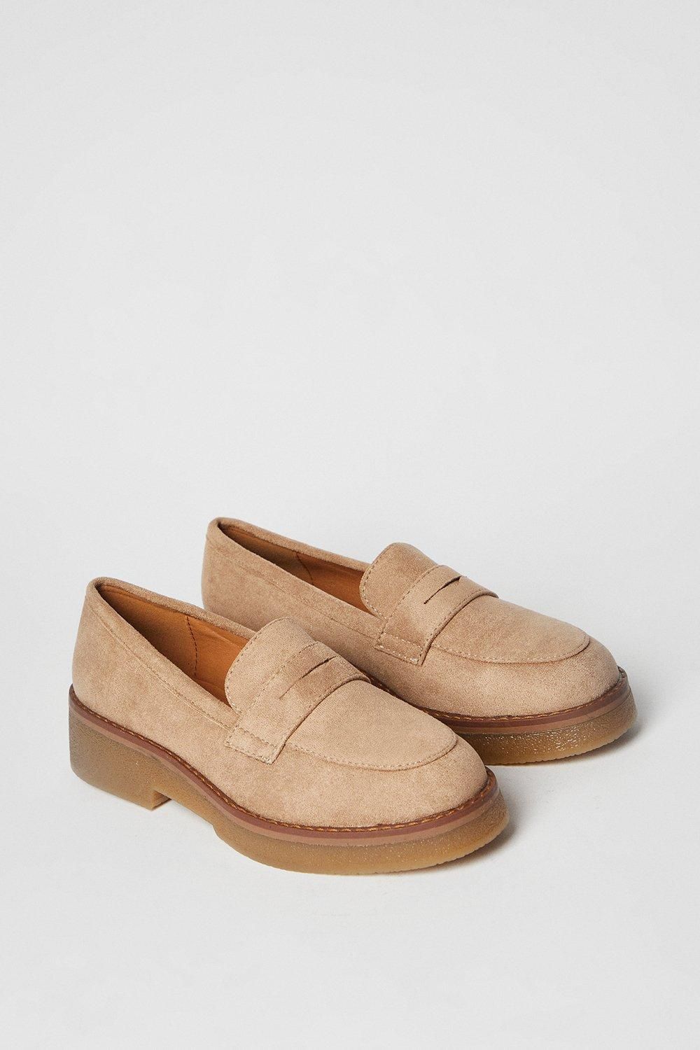 Oasis Buttercup Faux Suede Chunky Penny Loafers Natural image 3