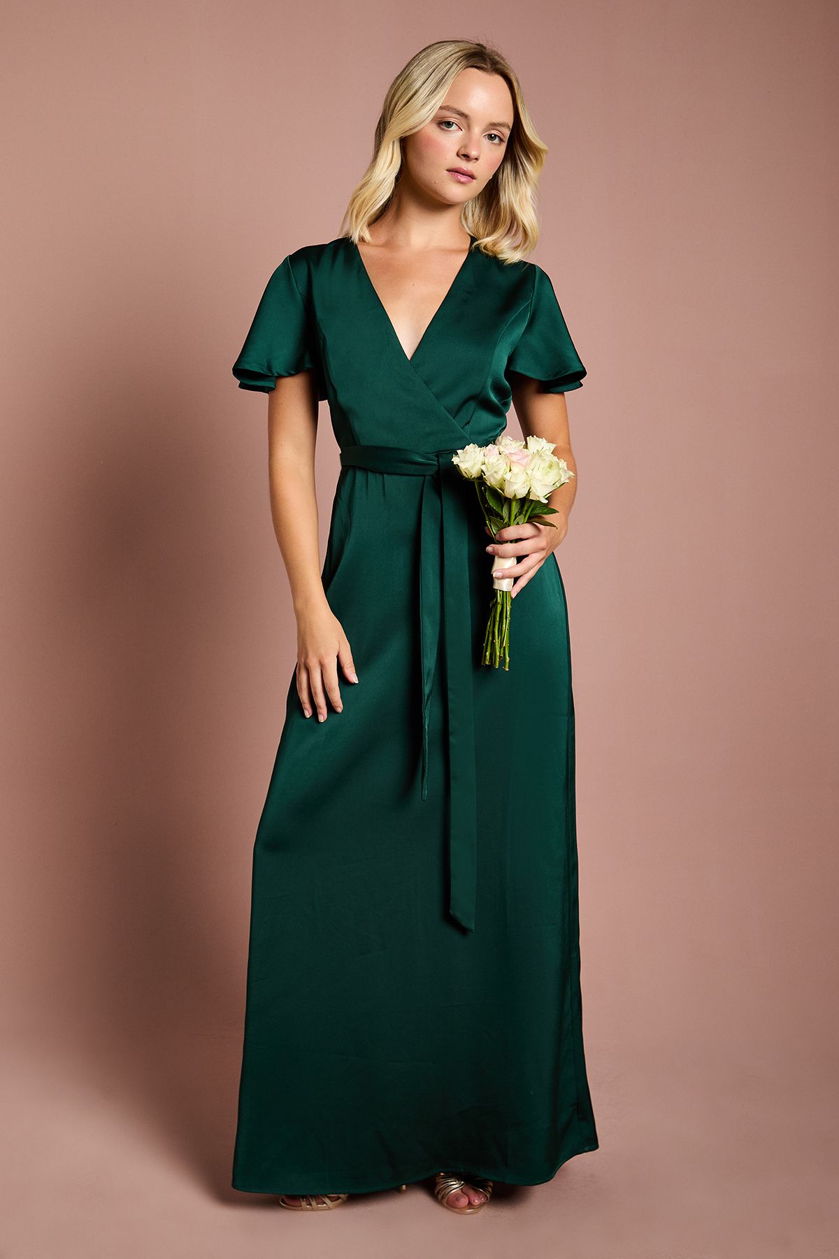 Coast Teen Coast Angel Sleeve Bridesmaid Dress Emerald image 1