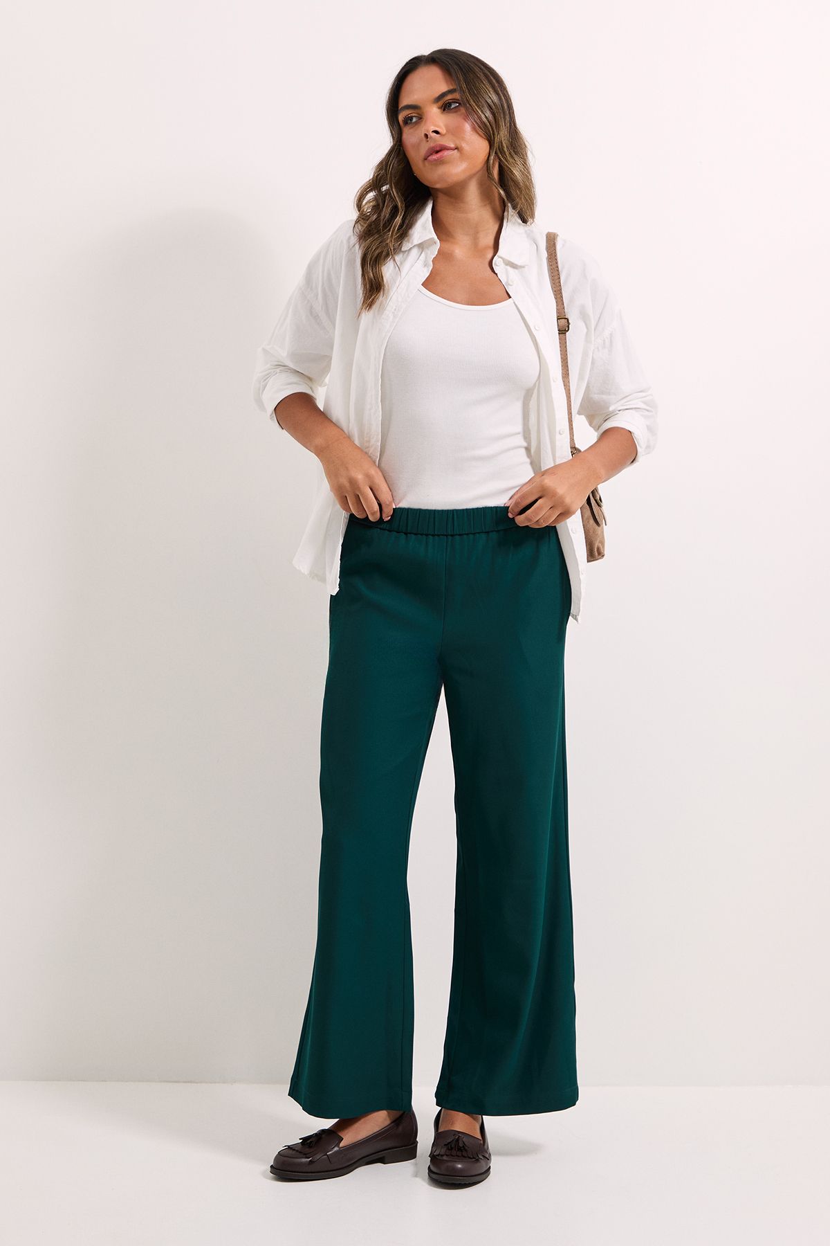 Dorothy Perkins Elasticated Waist Straight Leg Trouser Green image 1