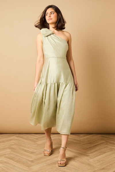 Oasis Bow Shoulder Detail Midi Dress Pistachio