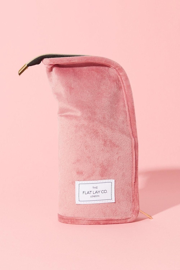 The Flat Lay Co Pink Velvet Brush Case Pink
