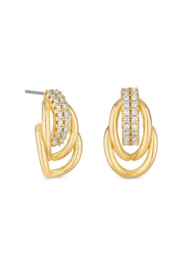Jon Richard Gold Plated Polished And Pave Door Knocker Earrings