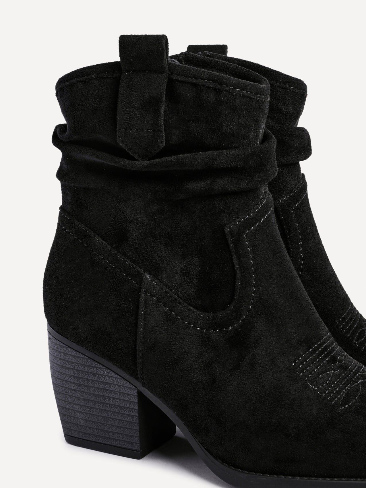 Linzi Carter Black Faux Suede Western Inspired Ankle Boot image 5