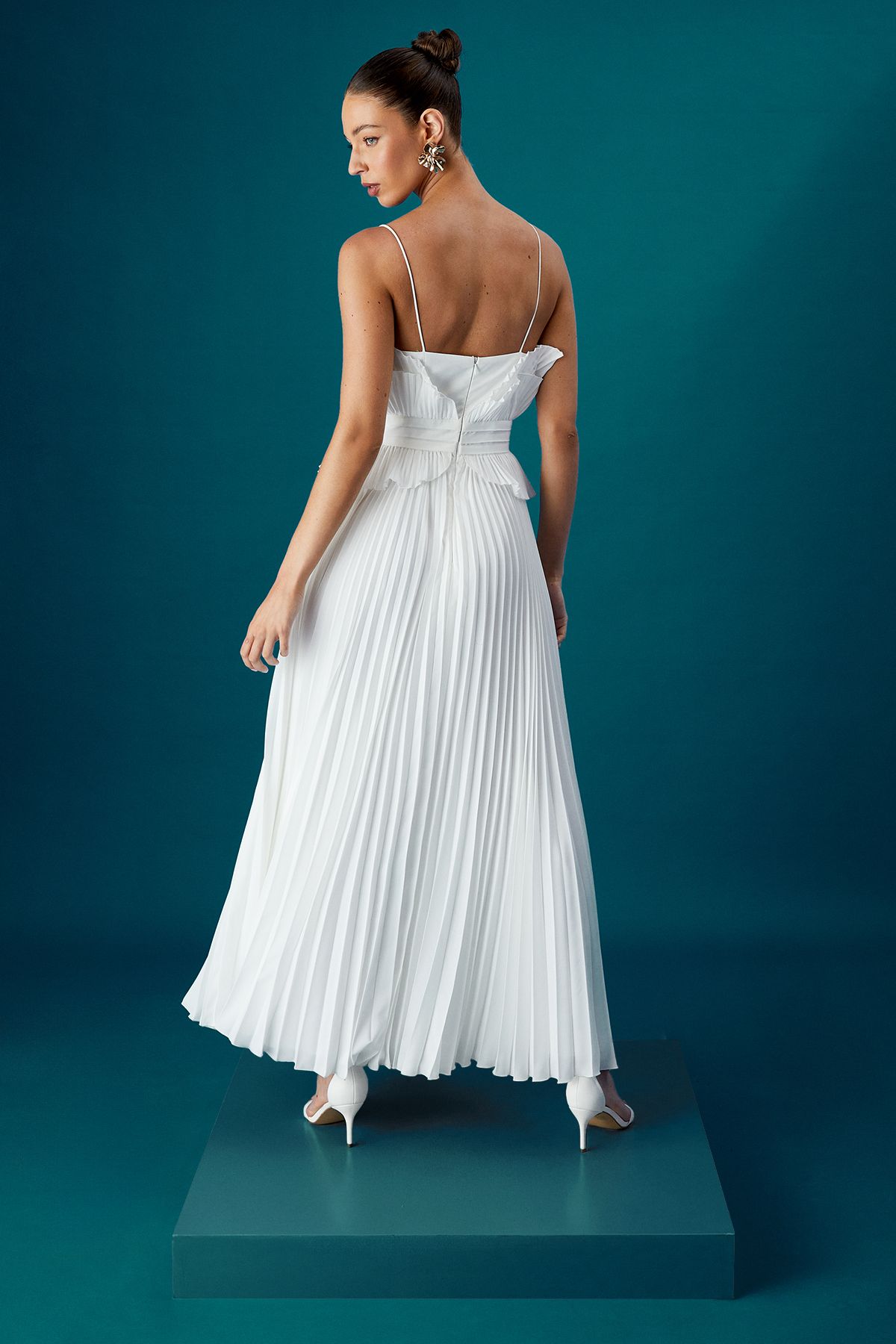 Coast Coast Muse Frill Front Volume Midi Dress White image 2