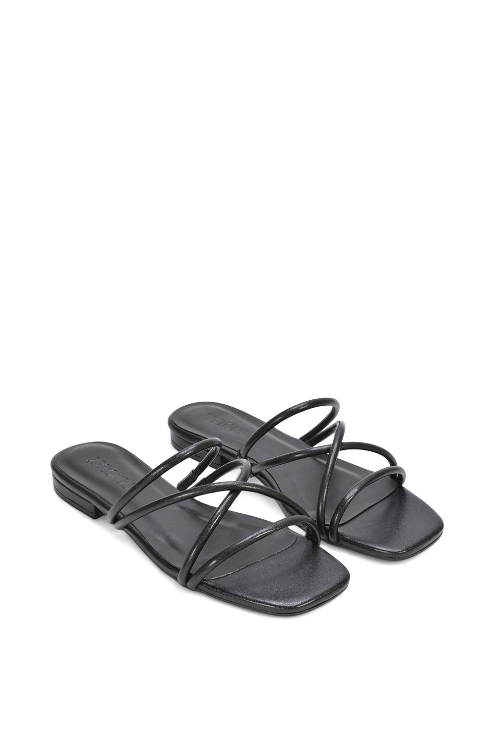 XY London 'Suzzie' Strappy Flat Slip On Square Toe Slider Mule Sandals image 4