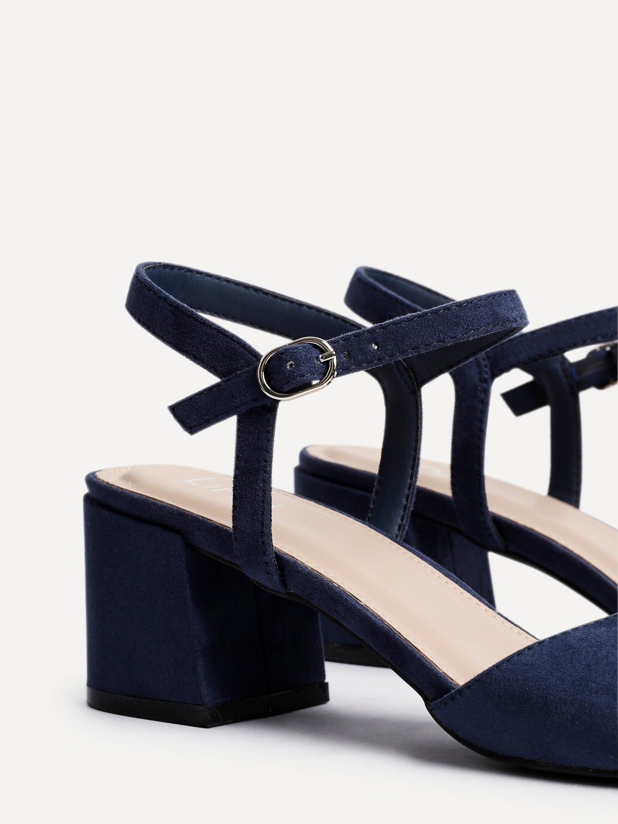 Linzi Darlene Navy Faux Suede Low Block Heeled Sandals image 4