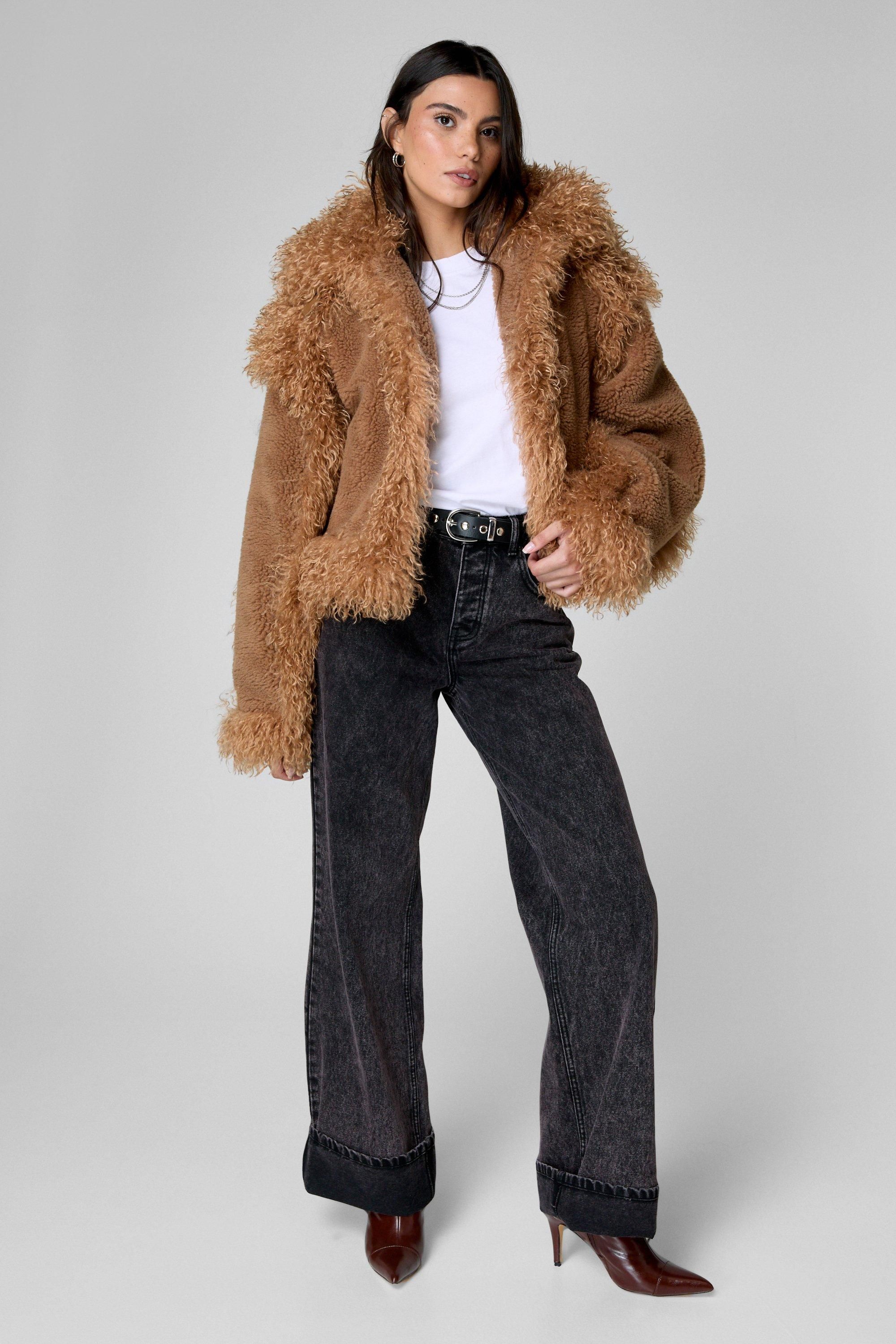 NastyGal Buckle Neck Casual Jacket Brown image 2