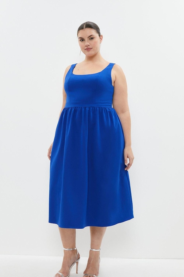 Coast Plus Size Premium Panelled Bodice Midi Dress Cobalt