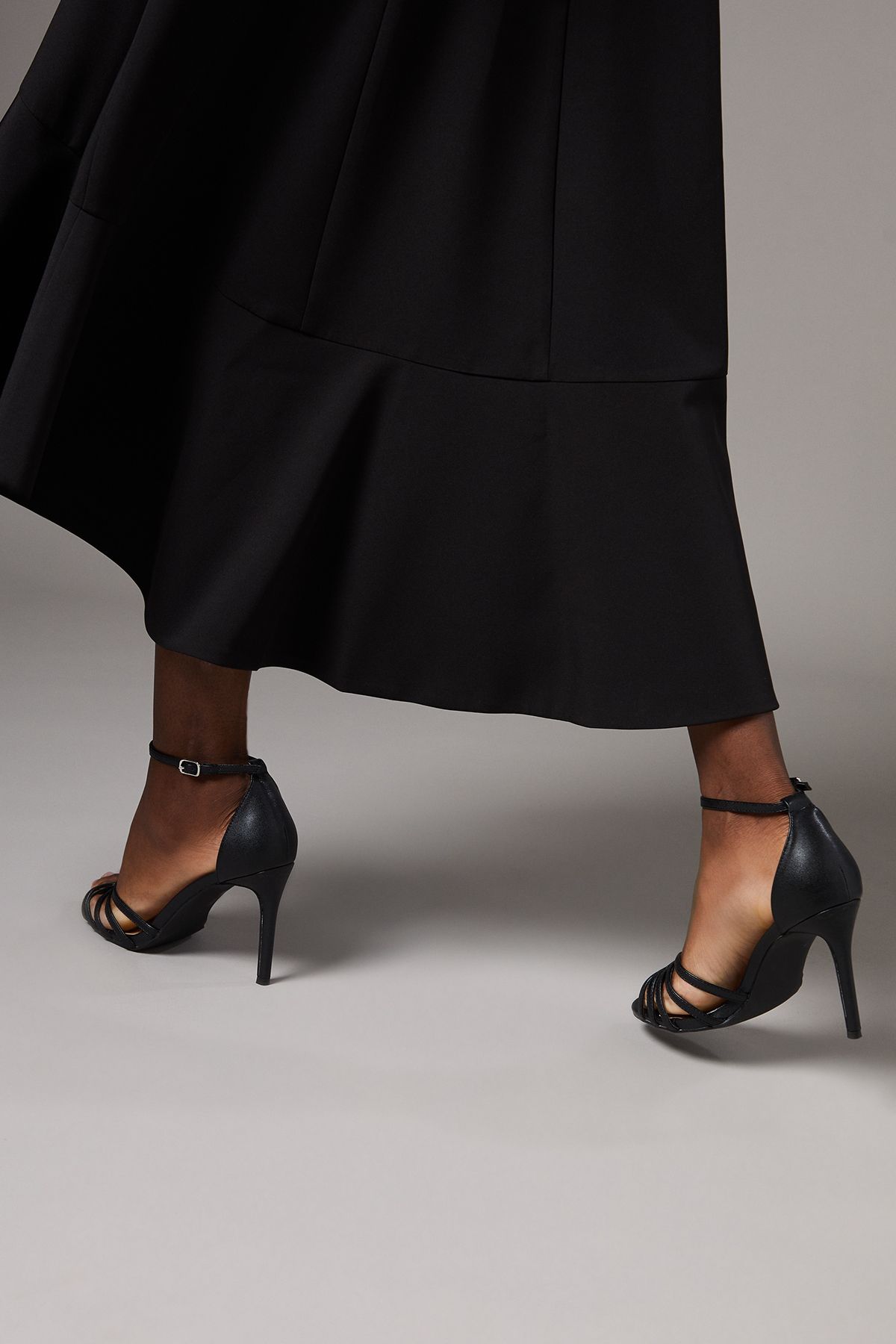 Coast Wide Fit Tilda Faux Leather Lattice Front High Heel Sandals Black image 4