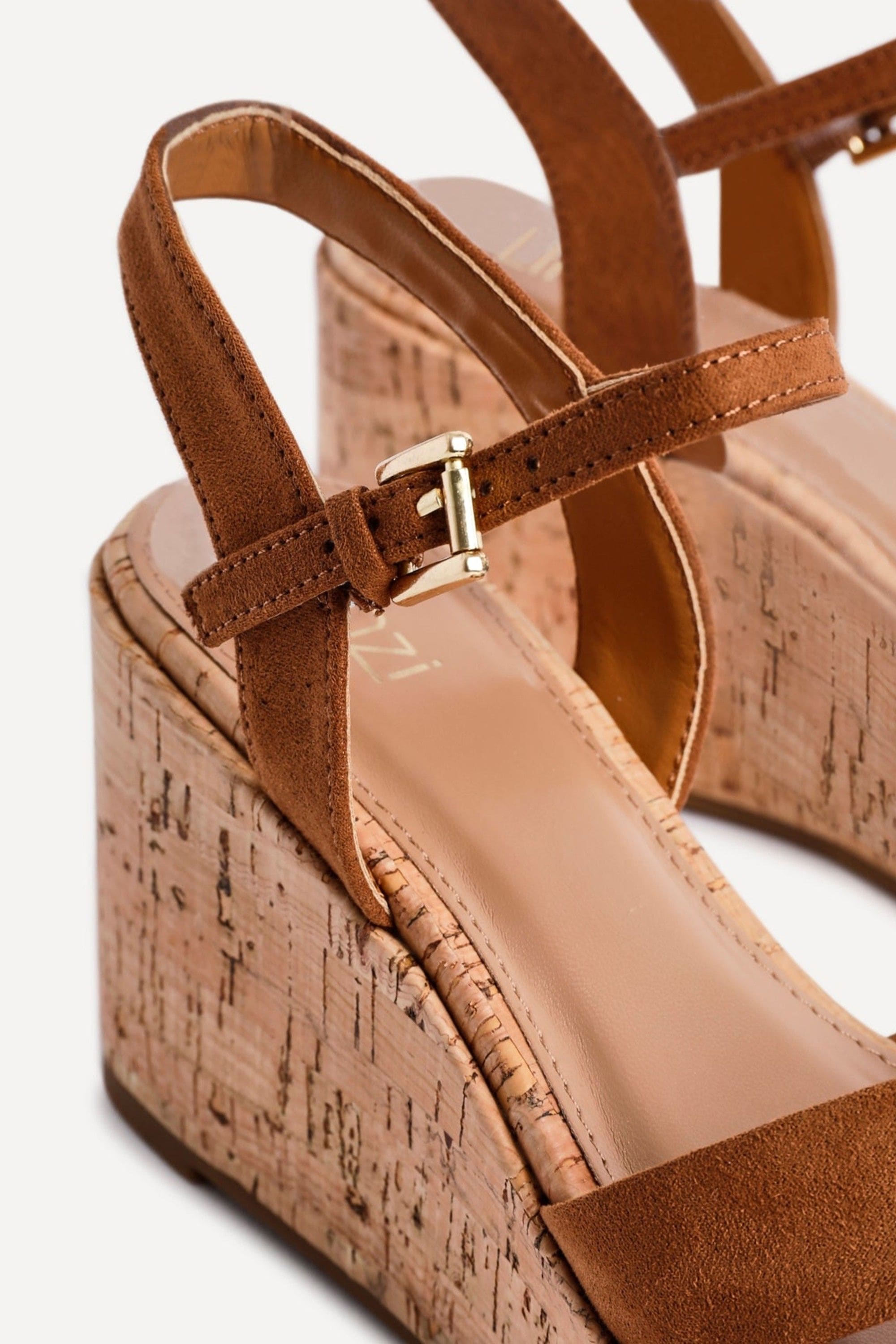 Linzi Vivid Tan Faux Suede Crossover Cork Wedge image 5