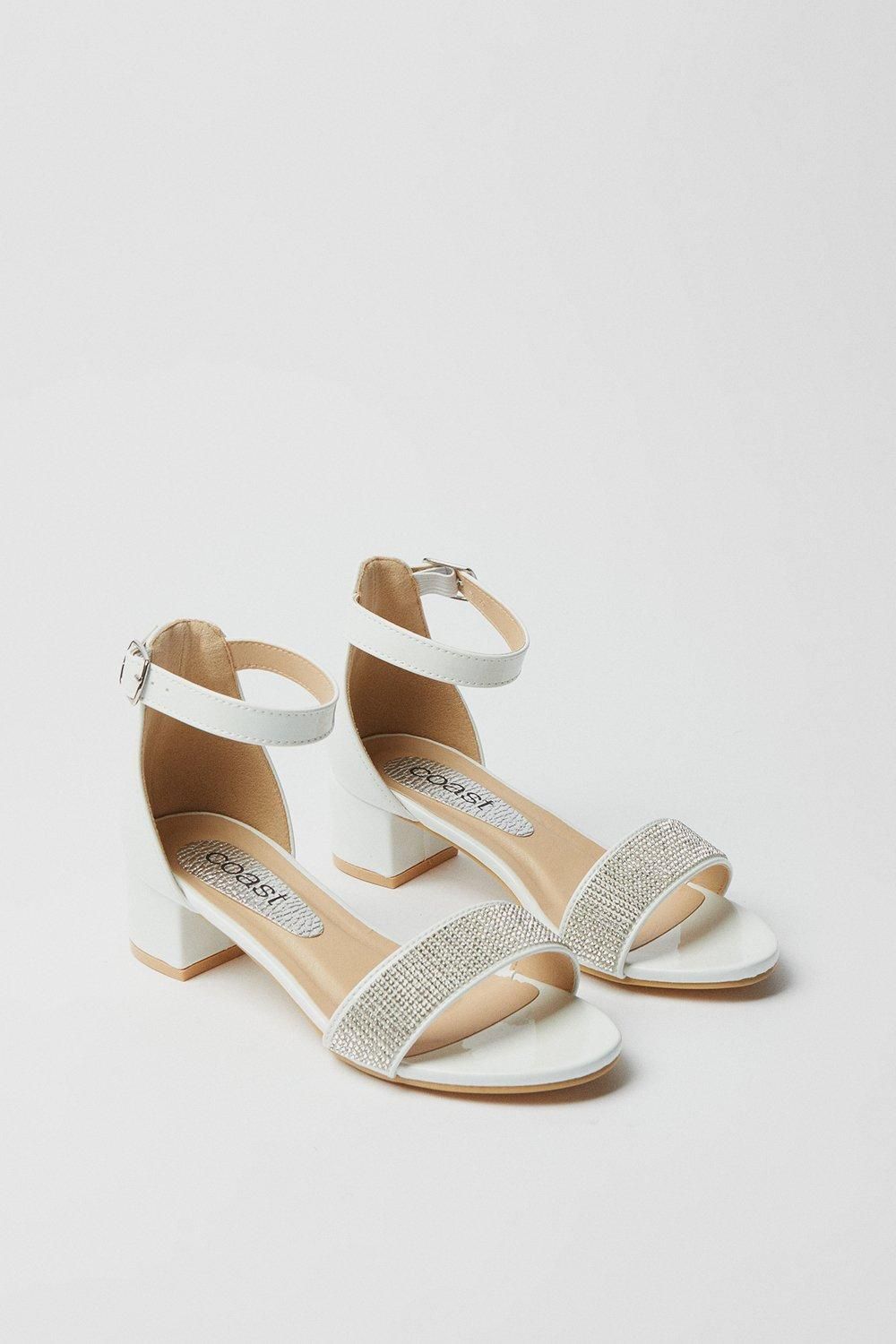 Coast Flower Girl Jasmine Diamante Low Block Heeled Sandals White image 3