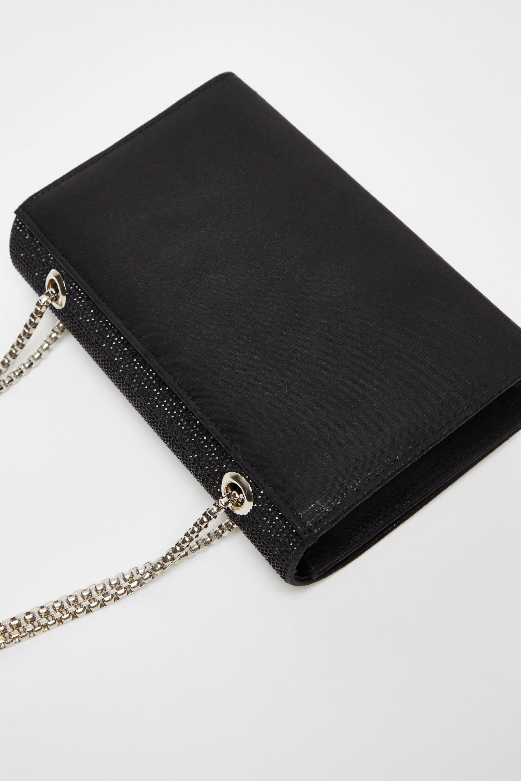 Quiz Black Diamante Crossbody Bag image 4